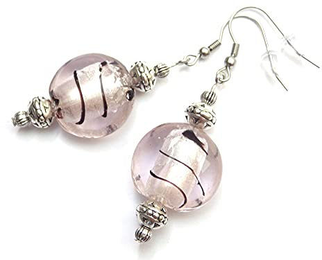 Pendientes Thurcolas de la gama Venezia en cuentas de cristal de Murano rosa
