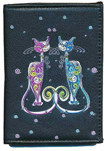 Syl'la Portefeuille Porte Monnaie pour Femme Noir en Simili Cuir (Chat avec prénom)