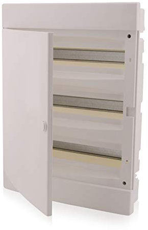 Intratec quadro elettrico incasso, IP40 – Centralino da interno con porta bianca, per installazione in ambienti asciutti, 3 file, 54 moduli, 522 x 392 x 106 mm