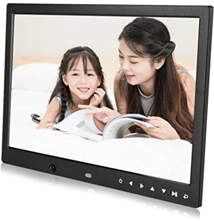Digitaler Bilderrahmen 13 Zoll, 1280 x 800 Full HD Elektronischer Bilderrahmen mit Fernbedienung Display Helligkeit Einstellbar/Musik/Video/Kalender/Wecker, Unterstützt USB und 32G Karte