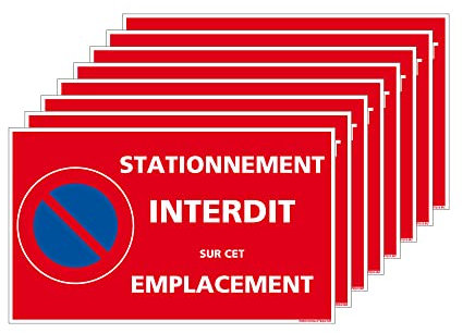 Planche de 32 autocollants Stationnement Interdit - Papier autocollant dissuasif rectangulaireSTATIONNEMENT INTERDIT SUR CET EMPLACEMENT. Stickers interdit de stationner
