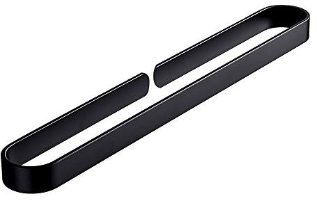 WING Porte Serviette Salle de Bain Mural adhesif sans percage 1 Barre Porte Serviette Barre, Noir Anneaux Porte-Serviettes, Aluminum,7X50cm