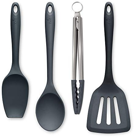 Zeal JSET40C Non-Stick Silicone Cooking Tongs, Dark Grey