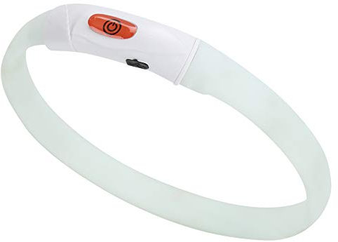 Cikonielf LED Hundehalsband USB Wiederaufladbares Leuchthalsband Einstellbares Sicherheits Halsband für Katzen und Kleine Hunde (Weiß)