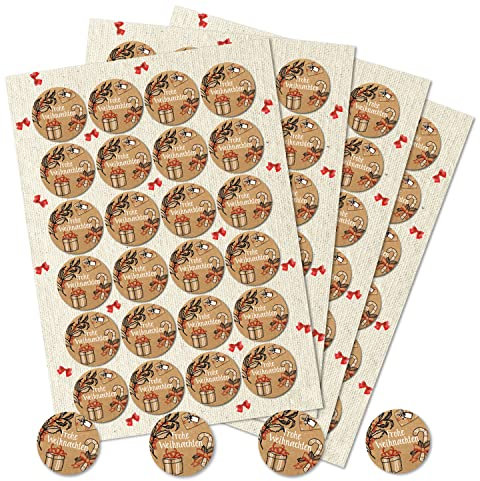 Logbuch-Verlag 96 Text Aufkleber Frohe Weihnachten Sticker braun natur Geschenketiketten Weihnachtsetiketten Weihnachtsverpackung
