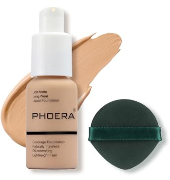 Full Coverage Foundation,Great Choice and Gift | Liquid Foundation,Waterproof,Long Lasting Perfect Matte Oil-Control Concealer (#104 Buff Beige, 30ml)
