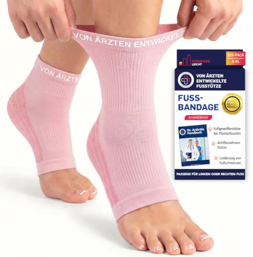 Dr. Arthritis Von Ärzten Entworfen Sprunggelenkbandage/Fußbandage Sprunggelenk (Paar) Knöchelbandage Sprunggelenk/Mittelfuß für Knöchelprobleme, Stützende Bandage Fußgelenk/Achillessehne [Pink, 2XL]