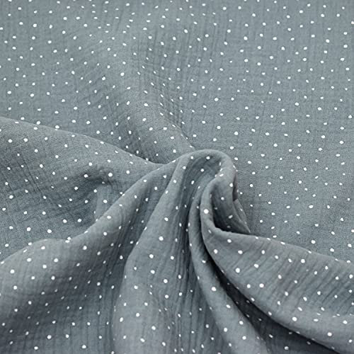 MAGAM-Stoffe Paul Musselin Mulltuch Kinder Baumwollstoff Oeko-Tex Meterware 50cm (Pünktchen aquamarin)