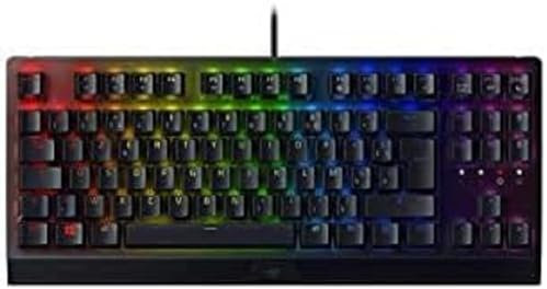 Razer BlackWidow V3 Tenkeyless - Clavier de jeu mécanique haut de gamme (clavier compact avec commutateurs verts (tactile et clic), éclairage chroma RVB, gestion des câbles) FR Layout noir + Repose-poignet ergonomique