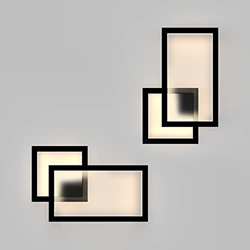 Klighten 2er set LED Wandlampen Innen,24W,1960LM,Mordern Wandleuchten Innen,Dekorative Wandbeleuchtung Nachtlampe Für Schlafzimmer, Wohnzimmer,Schwarz