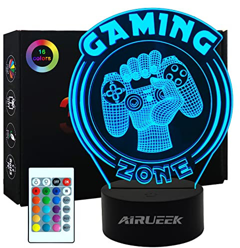 AIRUEEK Lampada PS4,16 Colori Con Telecomando Funzione, Lampada Gaming, Lampada 3d Usb, Decorazione Per La Camera Letto Gli Appassionati Di Gioco, Bambini, Uomini, Ragazzi E Ragazze (gamezone)