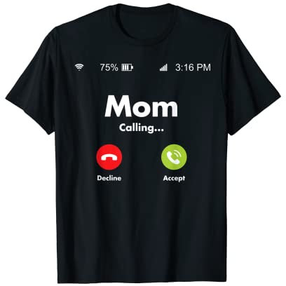 Mutter ruft auf dem Mobiltelefon T-Shirt