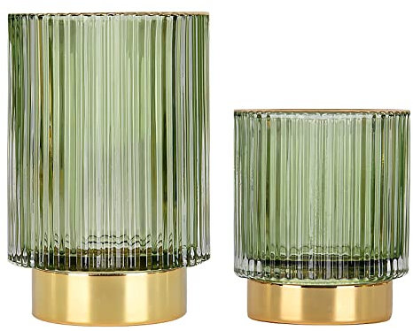 DASITON Make up Pinsel Organizer,Kosmetik Organizer Gold,Pinsel Organizer aus Glas,Pinselhalter Kosmetik,Makeup Brush Holder,Pinselhalter,Pinsel Aufbewahrung für Schlafzimmer,Badezimmer(Grün S+L)