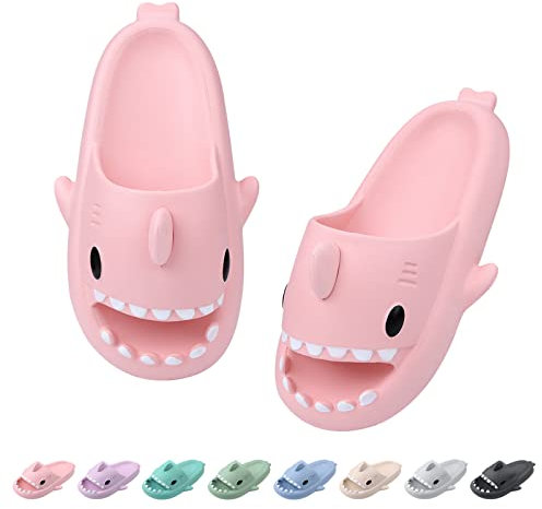 Dsaren Ciabatte Squalo Estive Pantofole Nuvola Ultra Morbide Uomo Donna Shark Slides Slippers Antiscivolo Casa Ciabatte Doccia Bagno Sandali da Spiaggia e Piscina Punta Aperta (36/37EU, Rosa)