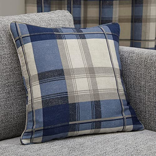 Fusion - Balmoral Karo - gefülltes Kissen - 43 x 43 cm in Marineblau