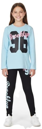A2Z 4 Kids Girls Top Kids Brooklyn Print Trendy Long Sleeves Contrast T Shirt Tops & Fashion Legging Set Age 5-6, 7-8, 9-10, 11-12 & 13 Years