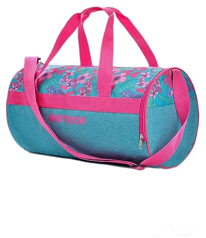 Borsa Palestra con Scomparto per Scarpe Borsone Viaggio Borse Piscina Sportiva Duffel Bag per Uomo Donna - Borsa a Tracolla Spalla Weekend Campeggio Sport Fitness 25L (Blue/Pink Flowers, 25L)