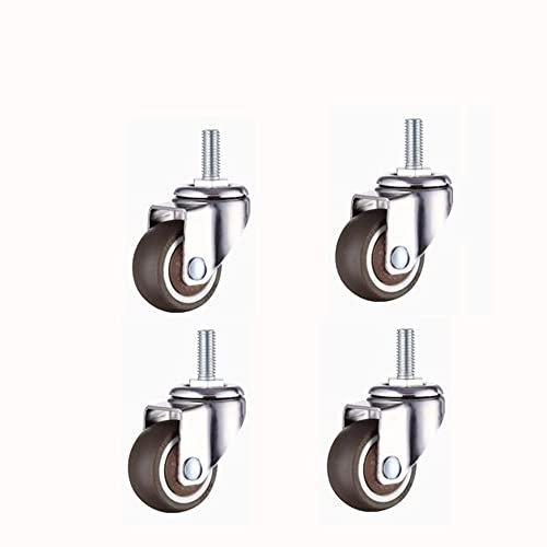 BIRLD Ruota Girevole con Perno Filettato M6/M8/M10 per Uso Interno Rotelle per Mobili Silenziosa Gomma Pivotanti Ruote Senza Graffi (Color : 4*Swivel, Size : 1in)