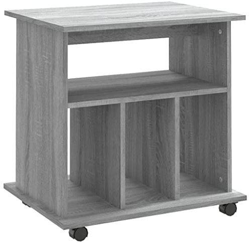 vidaXL Rollschrank, Rollcontainer mit viel Stauraum, Aktenschrank mit offenen Fächern, Mobiler Büroschrank, Grau Sonoma Holzwerkstoff