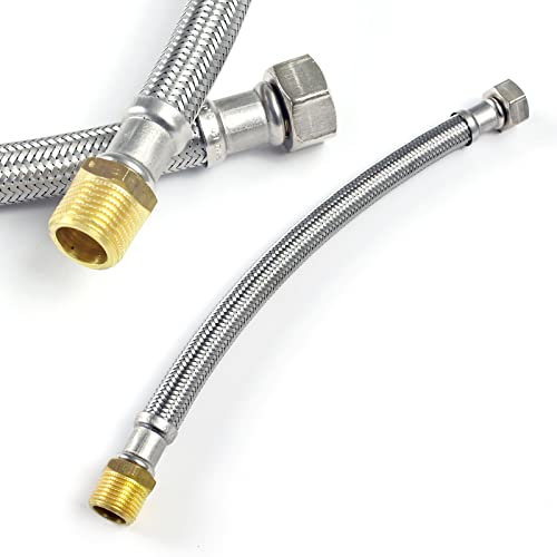 XPOtool Flexschlauch 500 mm Länge, Innendurchmesser DN13, 1/2 Außengewinde (20,95 mm), 1/2 Überwurfmutter (18,64 mm), Panzerschlauch Edelstahl EPDM