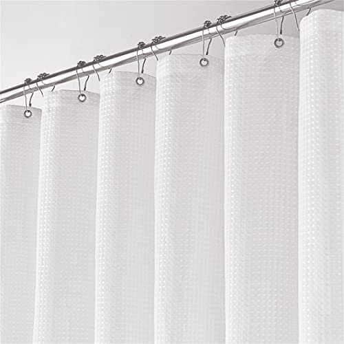 AITACK Waffel Stoff Textil Duschvorhang 240x200cm Wasserabweisend Anti-Schimmel Waschbar Badezimmervorhang Weiß 240x200cm