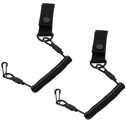 INNAL 2 Stücke Elastisches Sicherheitsseil Spiral Karabiner Schwarz Tactical Lanyard Wiederverwendbar,Geeignet Zum Wandern,Klettern,Camping,Angeln im Freien