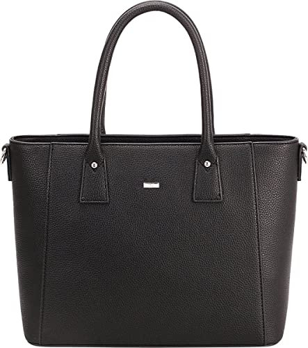 David Jones - Handtasche für Damen – Einkaufstasche, PU-Leder, Schulterriemen, mehrere Fächer, Tasche, Tote, Stadt, Arbeit, elegant, klassisch, schick, Damen, Schwarz , Einheitsgröße