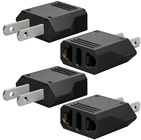 4 Pièces Adaptateur Prise France vers USA Adaptateur Prise USA Adaptateur Prise Canada Adaptateur de Voyage FR vers US Convertisseur Prise pour Aller aux Japon Canada Thaïlande Chine