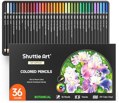 Shuttle Art Buntstifte Set, 36 Farbstifte zum Thema Botanik, professionelle Buntstifte für Erwachsene zum Malen und Zeichnen von botanischen Szenen, Buntstifte Kinder mit Anleitung, Holzstifte