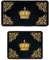 Badezimmerteppich Badematte Duschmatte Badvorleger Duschvorleger Fußmatte Krone Muster Set 2 teilig in schwarz Gold - rutschfest waschbar Fussbodenheizung geeignet flauschig - 2er SET, Design3: Krone