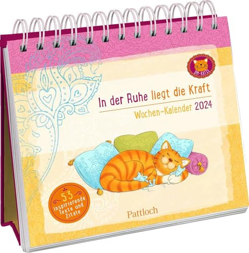 Harenberg Om-Katze: In der Ruhe liegt die Kraft - Aufstell-Kalender mit Wochenkalendarium - Kalender 2024 - Pattloch-Verlag - 17 cm x 18,1 cm
