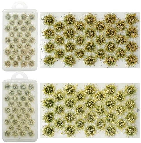 Woohome 64 Stück Static Grass Tuft, 2 Boxen Statische Grass Statische Grasbüschel, Gras Grasbüschel für Miniatur Ornamente Eisenbahn Modellbahn Landschaftsbau Diorama Zubehör