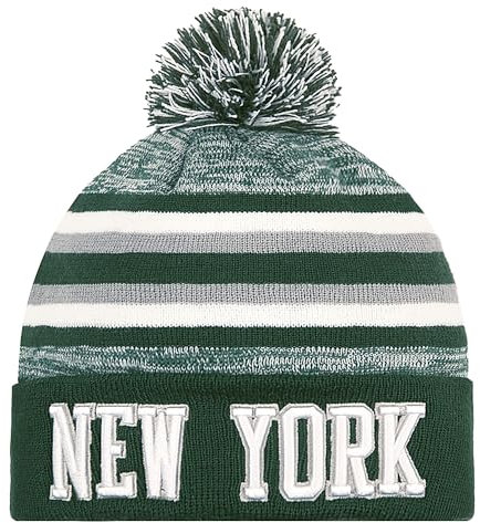 Beanie Hat Fußball Strickmützen Winter Cuffed Stilvolle Beanie Cap Sport Fans Mode Toque Cap, Ny Grün, Einheitsgr��e