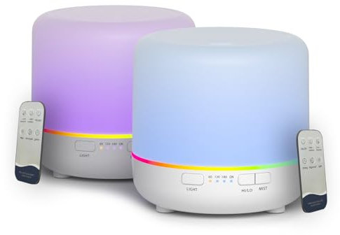 Aroma Diffusoren 200ml Bunte ätherisches Öl Diffusor mit Einstellbarer Nebel-Modus, Auto Off Aroma Diffusor für Schlafzimmer/Büro/Reise (White-2Z-YK)