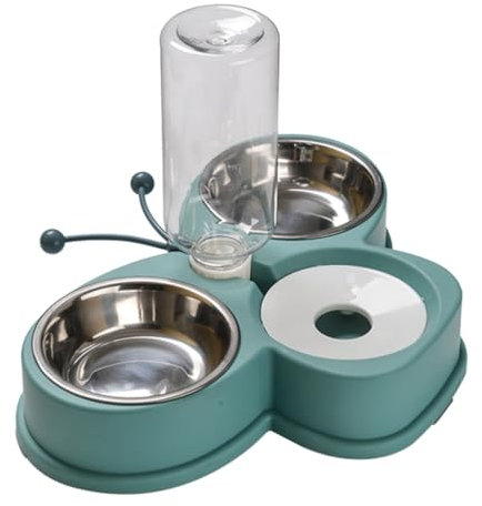 Housoutil Distributeur Automatique De Nourriture pour Chat avec Abreuvoir pour Animaux De Compagnie Et Bol pour Animaux De Compagnie Facile À Nettoyer