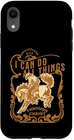 iPhone XR Cowboy Western Gear Scripture Philippians 4 Jesus Christian Case