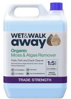Wet & Walk Away Concentrate - Organic Moss & Algae Remover for Garden Spaces – Brighten and Clean Your Patio, Indian Sandstone, Driveway, Decking, Astroturf & Bricks (2.5 Litres)