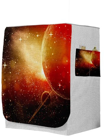 Highdi 3D Funda de Lavadora Cubierta, Secadoras de Carga Frontal Protector Exterior Cubierta a Prueba de Polvo (Capacidad L 10,5~12 kg,Noche Estrellada 5)