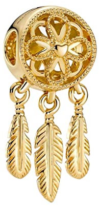 Lkwidi Charme Vergoldeter Traumfänger Charms Anhänger 925 Sterling Silber Charm Pendant für Europäische Armbänder und Halsketten