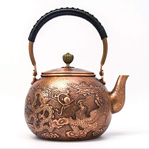 CAFIEDR Modern Teapot Copper Kettle, Embossed Copper Kettle, Kettle, Tea Set, Thickened 1300ML