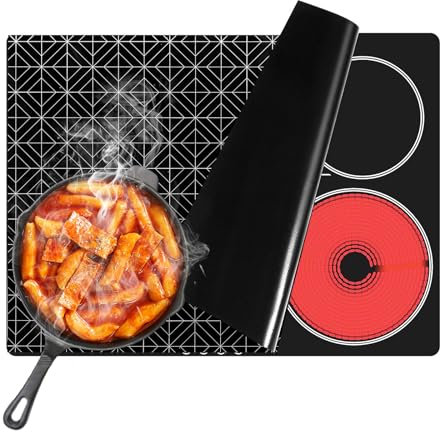 Induction Hob Protector Mat, Hob Cover 62x53cm, Electric Hob Covers to Protect from Scratches, Electric Glass Hob Cover for Expanding Work Storage Space, Anti-slip Rollable Induction Stove Pad(CM)