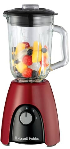 Russell Hobbs Batidora de Vaso para batidos, zumos y papillas, vaso de cristal de 1,5 l, 2 velocidades con función Pulse, cuchillas de acero inoxidable, sin BPA, 850 W max, Desire 27121-56
