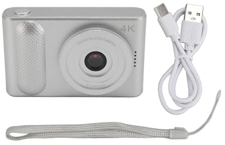 WOOXGEHM Appareil Photo Numérique, Petit Appareil Photo Compact 4K 48MP HD avec Écran TFT 2, 4 Pouces, Zoom Numérique 16X Autofocus Micro Appareil Photo Reflex Portable (Argent)