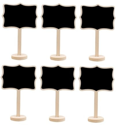 VILLCASE 10 Stück Kreidetafeln Aus Holz Mit Blumenmuster – Klein Für Hochzeit Party Büro Schule Memotafel Mit Schienenfuß