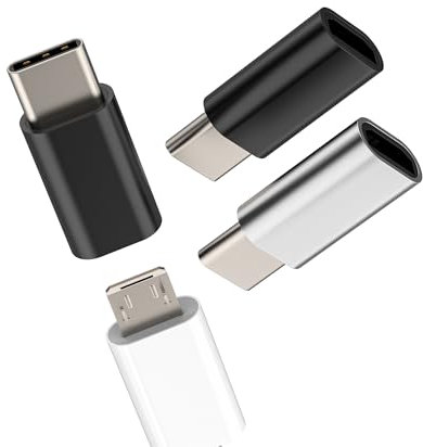 Micro USB to USB C Male Adapter (Pack of 3) Type C Connector Compatible with Samsung for Apple for iPhone 16 15 Pro Max for iPad Jack Female Cable Compact Tablet Adapters Converter
