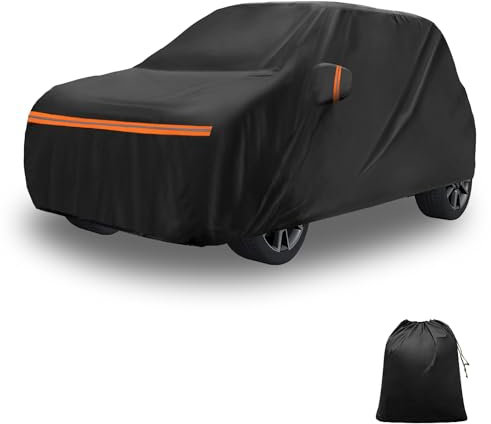 A ABSOPRO Autoabdeckung für Mini Cooper 2013-2024 PEVA Spunlace Baumwolle Outdoor Voll Autoabdeckung Alle Wetter Wasserdicht Winddicht Schutz mit Passagiertür Reißverschluss Schwarz