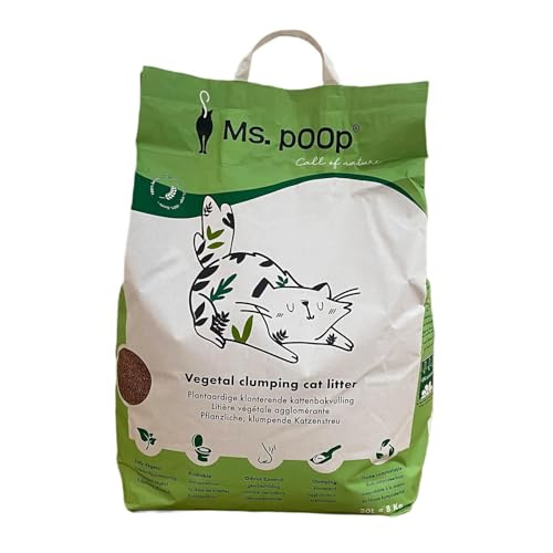 Ms, Poop, ökologisches klumpendes Pflanzenstreu, 20 l, optimale Absorption, Geruchsreduzierung, einfache Anwendung, sanft zu den Pfoten, Größe 20 l, natürliche Farbe, Modell Call of Nature
