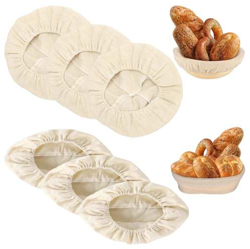 6 Stück 25cm Stoffbezug Gärkorb, Rund Proofing Basket Cloth Liner, Oval Bezug Gärkörbchen,Brot Proofing Korb Stoff, Leinentuch Brot Backen,Für Brotbacken, Teiggärung, Haushalt, Konditorei