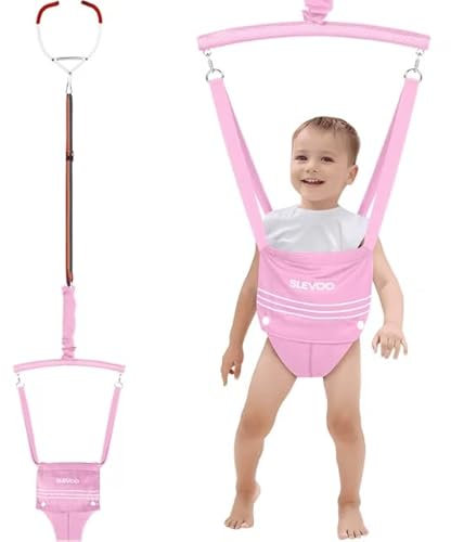 Slevoo Baby Door Jumpers, Oxford Cloth Baby Door Bouncer for 6-12 Months, Secure Clamp and Adjustable Strap Included (Pink)