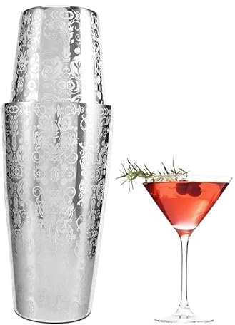 Coctelera,Cocktail Shaker Coctelera Boston de acero inoxidable 304 con diseño de grabado creativo
